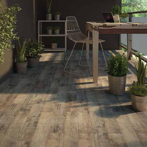 Antique Wood Rust WoodLook Tile Plank Patio